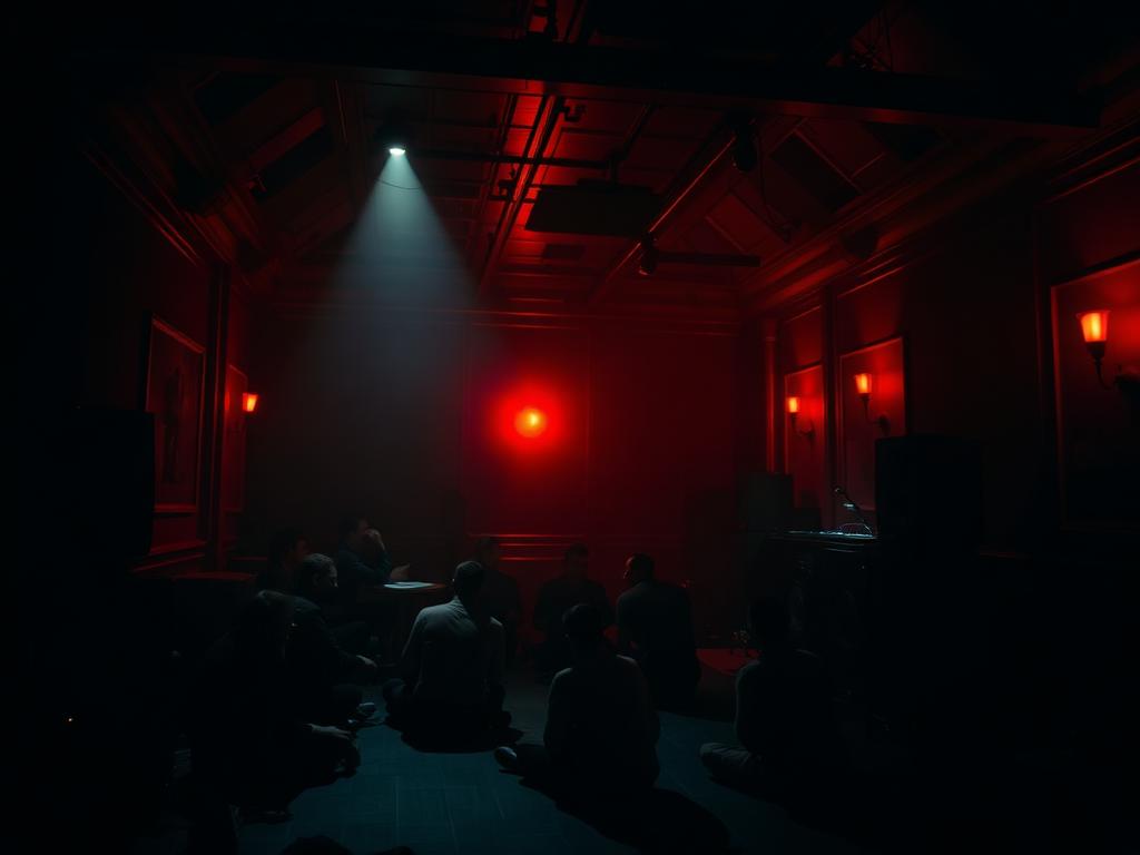 Synth in a dark studio