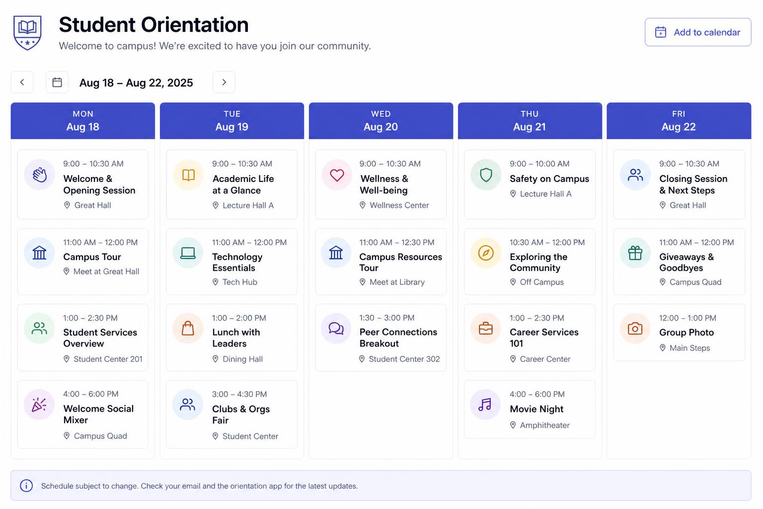 Founders circle session schedule